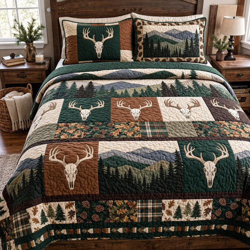 Forest Stag 3-Piece Quilted Bedding Set GFTOMA15672