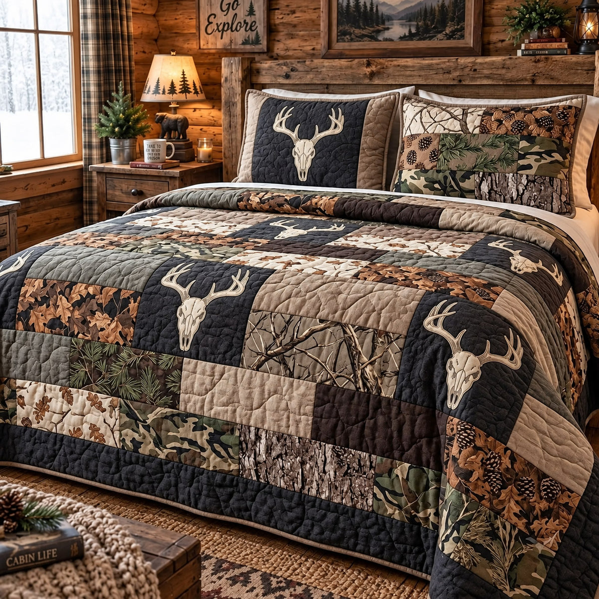 Autumn Stag 3-Piece Quilted Bedding Set GFTOMA15673