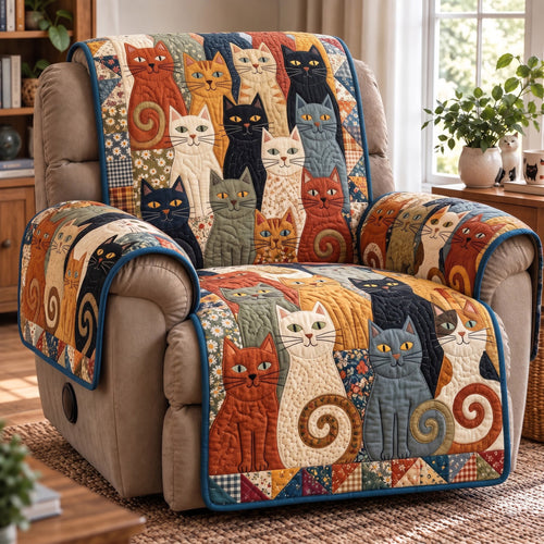 Whimsical Cat Quilted Sofa Cover GFTOMA15687