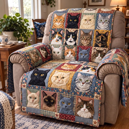 Cat Mosaic Quilted Sofa Cover GFTOMA15689
