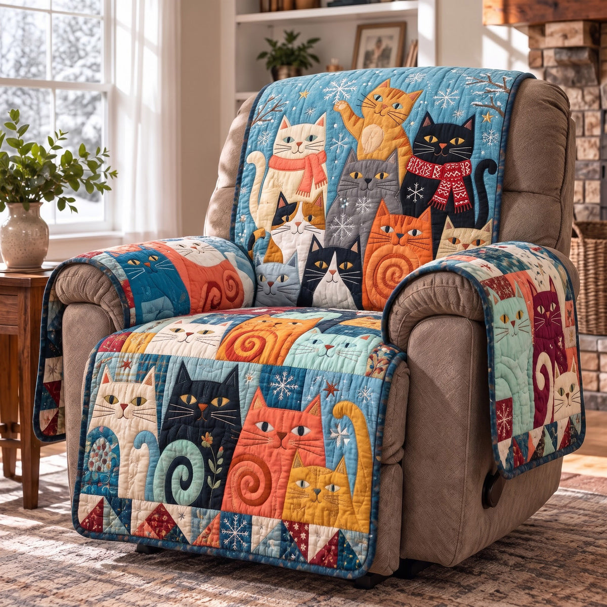 Colorful Cat Quilted Sofa Cover GFTOMA15690