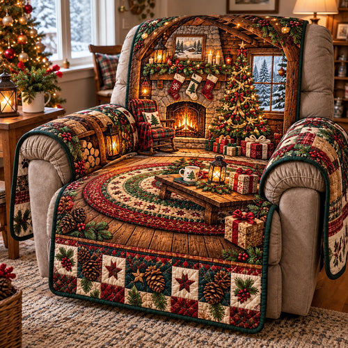 Christmas Library Quilted Sofa Cover GFTOMA15695