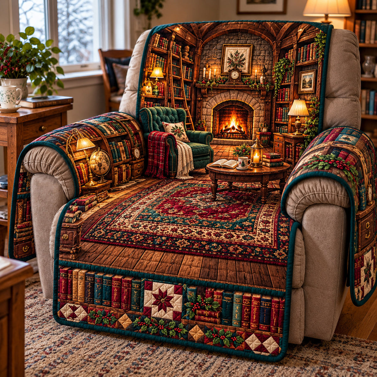 Holiday Hearth Quilted Sofa Cover GFTOMA15696