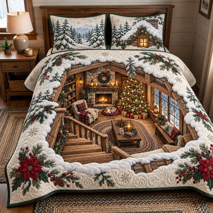 Snowy Cabin 3-Piece Quilted Bedding Set GFTOMA15704