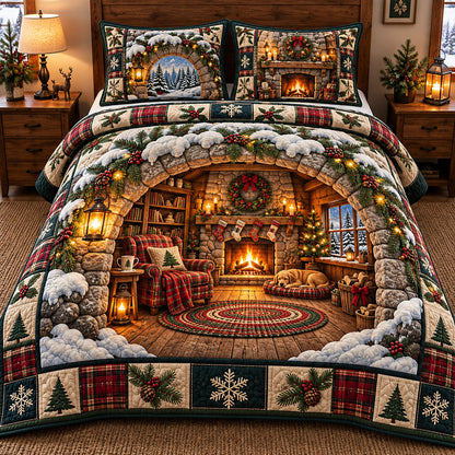 Cozy Christmas Cabin 3-Piece Quilted Bedding Set GFTOMA15705