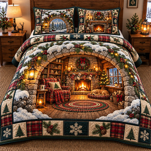 Cozy Christmas Cabin 3-Piece Quilted Bedding Set GFTOMA15705