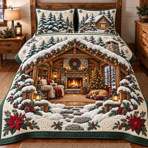 Christmas Lodge 3-Piece Quilted Bedding Set GFTOMA15708