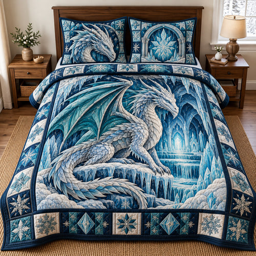 Ice Dragon 3-Piece Quilted Bedding Set GFTOMA15711