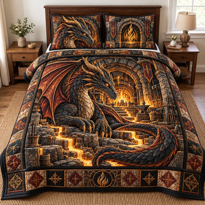 Fire Dragon 3-Piece Quilted Bedding Set GFTOMA15712