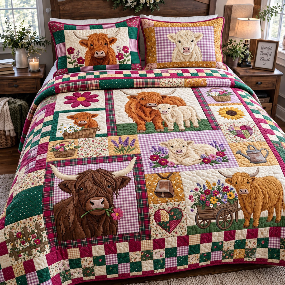 Floral Highland 3-Piece Quilted Bedding Set GFTOMA15749