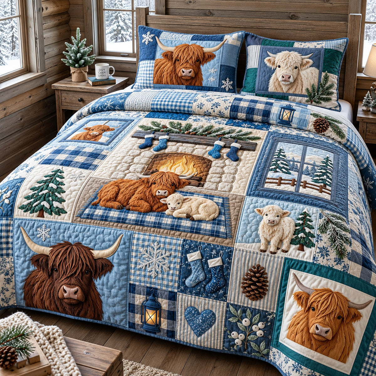 Blue Highland 3-Piece Quilted Bedding Set GFTOMA15751