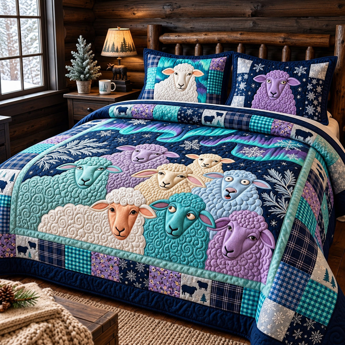 Colorful Sheep 3-Piece Quilted Bedding Set GFTOMA15760