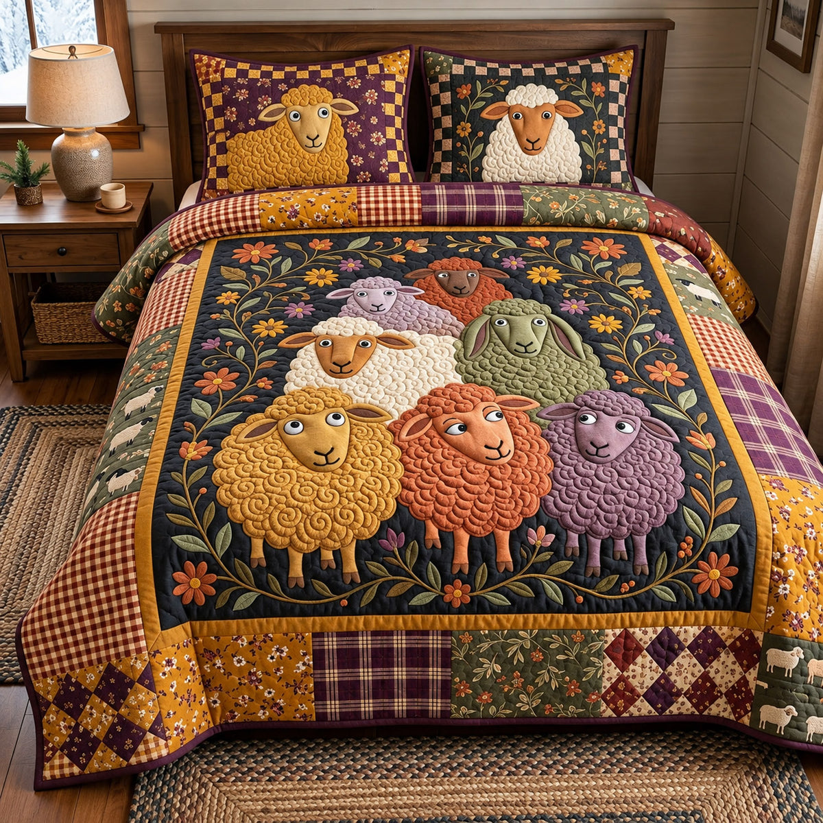 Autumn Sheep 3-Piece Quilted Bedding Set GFTOMA15764
