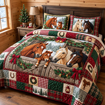 Snowy Stable 3-Piece Quilted Bedding Set GFTOMA15769