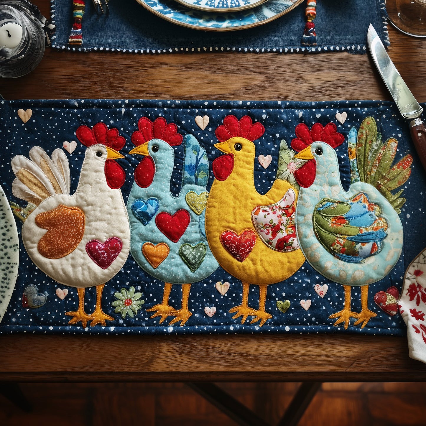 Whimsical Chicken Quilted Table Runner GFTOMA1657