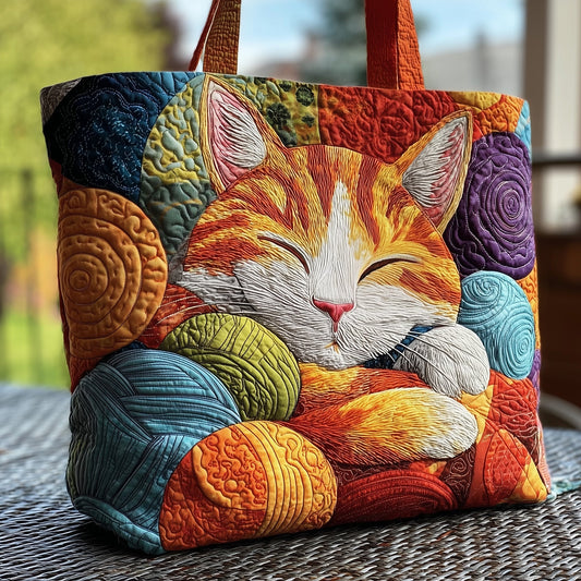Sleeping Cat Quilted Tote Bag GFTOMA1703