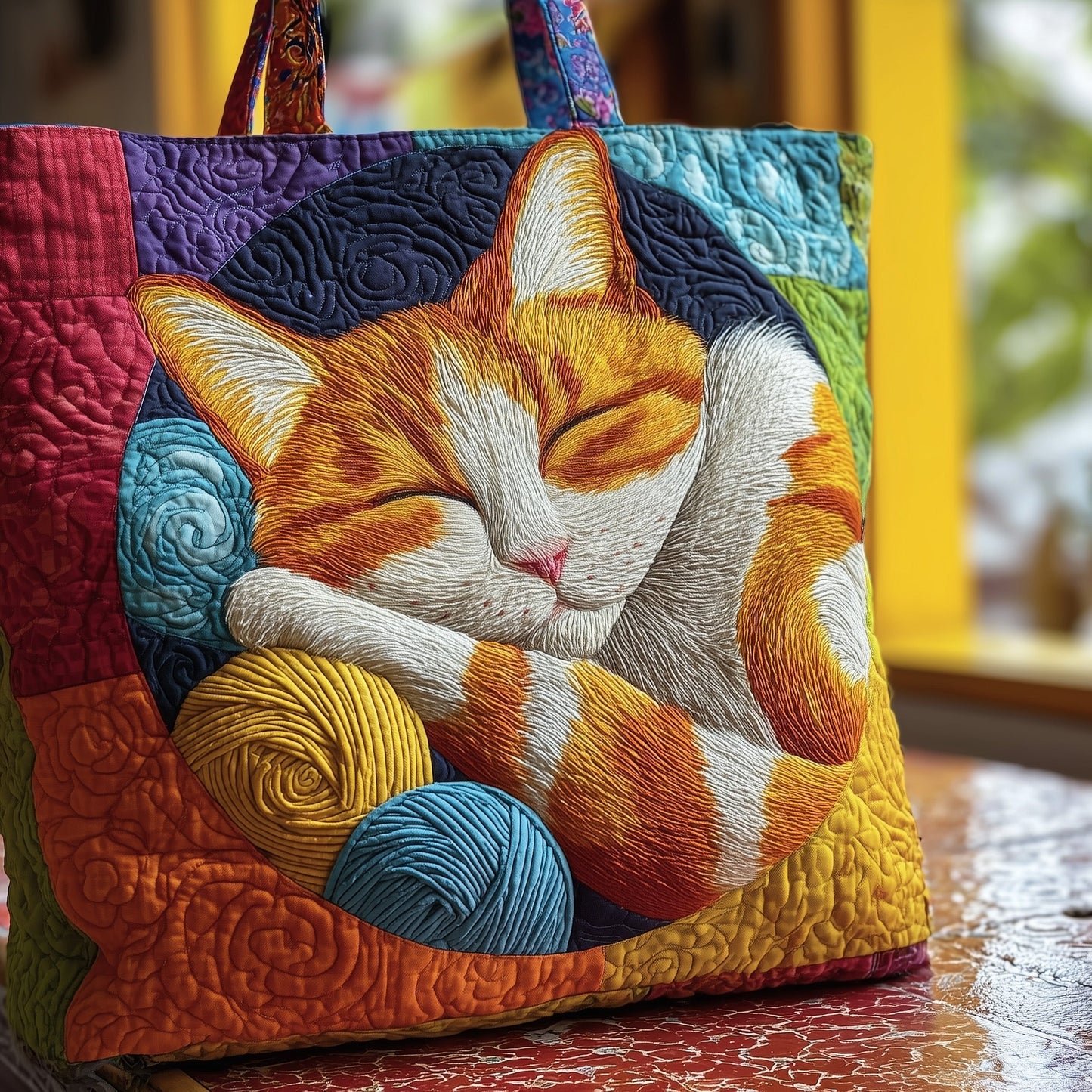 Sleeping Cat Quilted Tote Bag GFTOMA1704