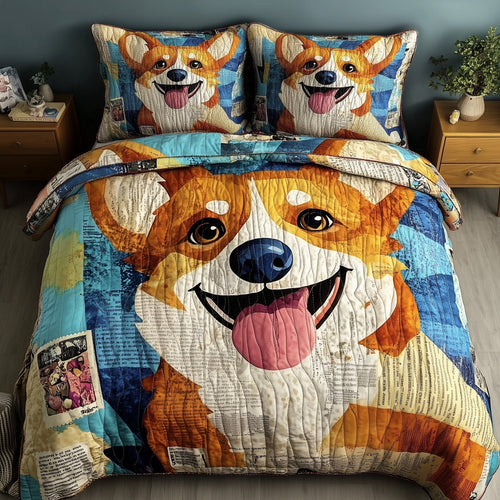 Corgi 3-Piece Quilted Bedding Set GFTOMA188