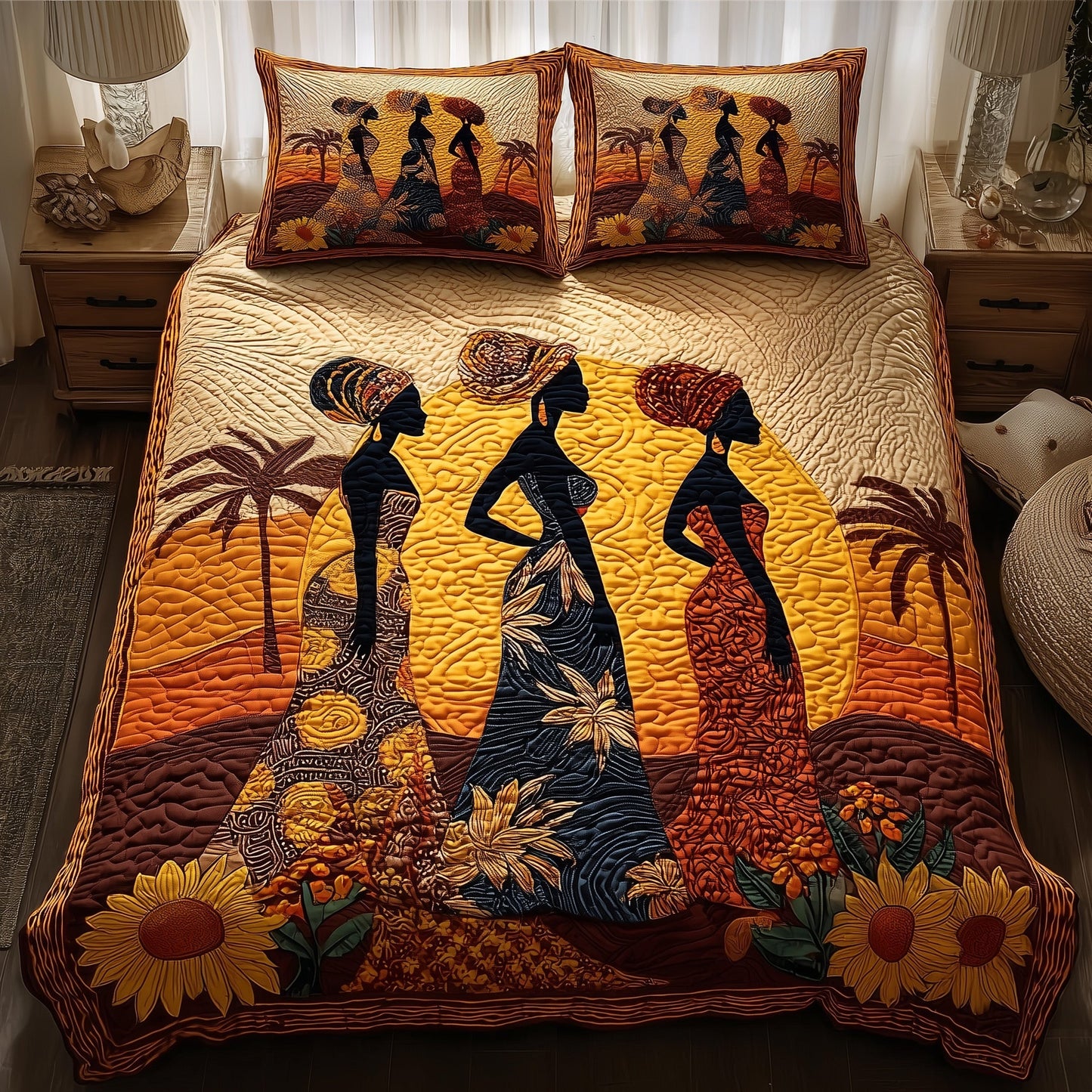 Sisters of the Sun 3-Piece Quilted Bedding Set GFTOMA1894