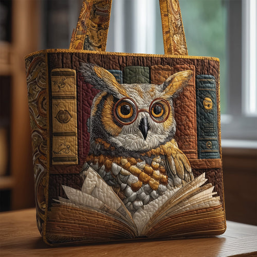 Owl Book Quilted Tote Bag GFTOMA1954