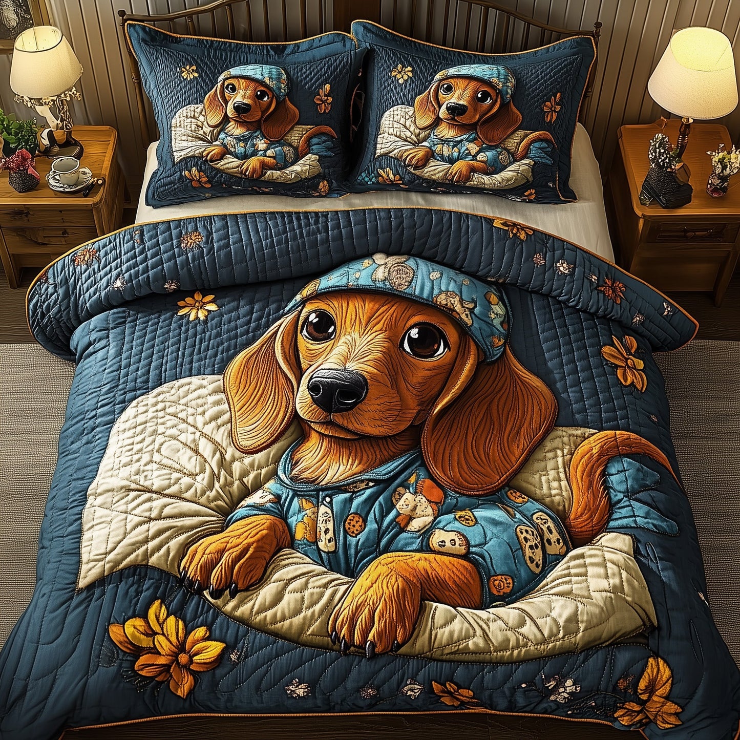 Dachshund 3-Piece Quilted Bedding Set GFTOMA225