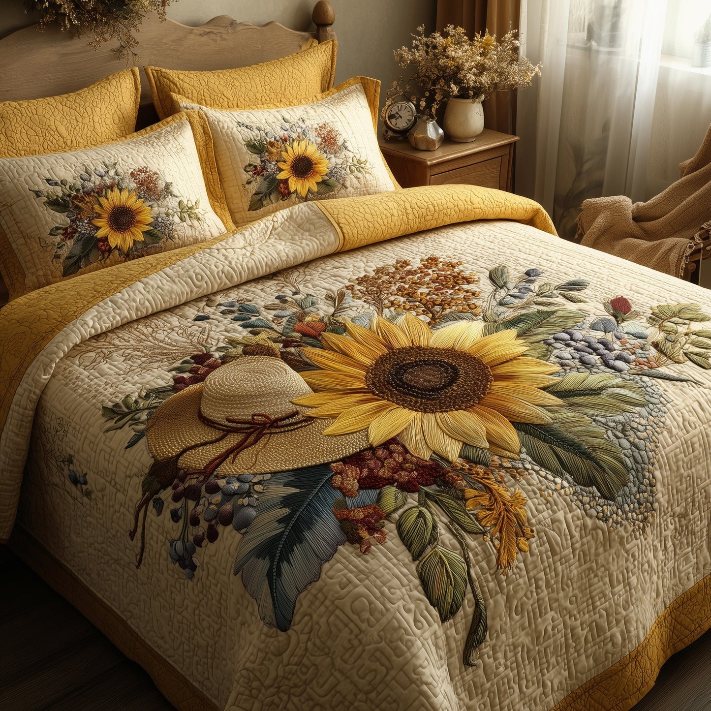 Sunflower 3-Piece Quilted Bedding Set GFTOMA2269