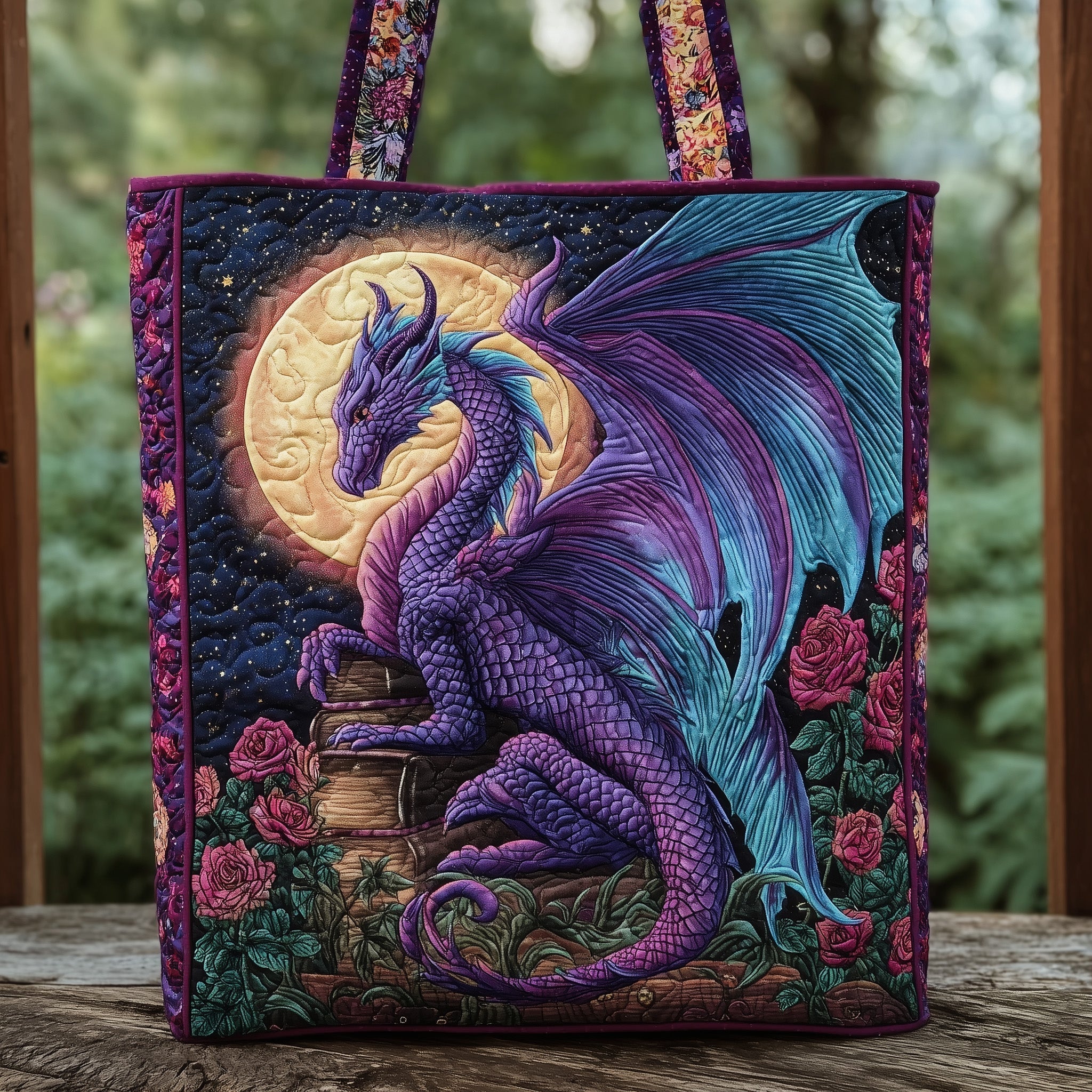 Literary Dragon Quilted Tote Bag GFTOTP8977 main image 1