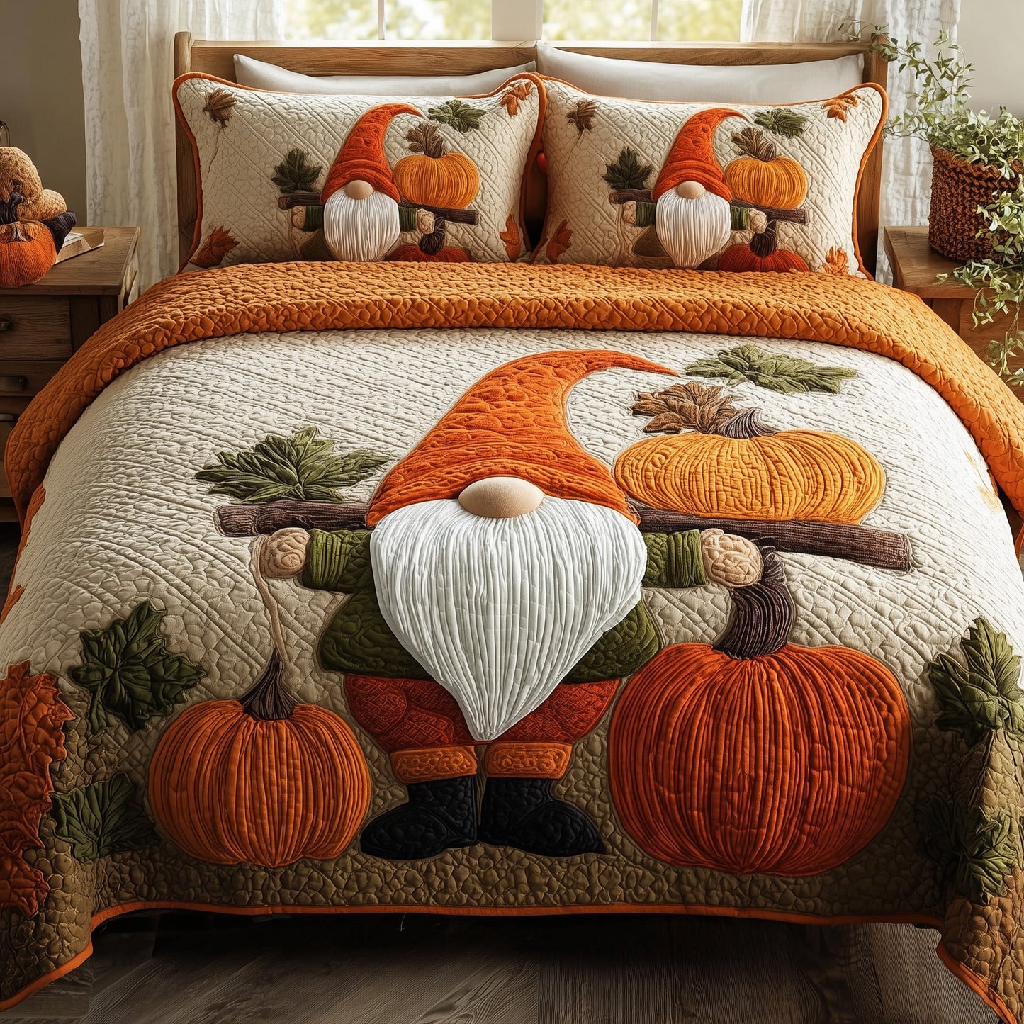 Gnome 3-Piece Quilted Bedding Set GFTOMA2483