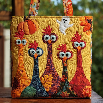 Whimsical Autumn Chicken Quilted Tote Bag GFTOMA2562