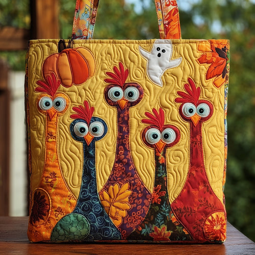Whimsical Autumn Chicken Quilted Tote Bag GFTOMA2562