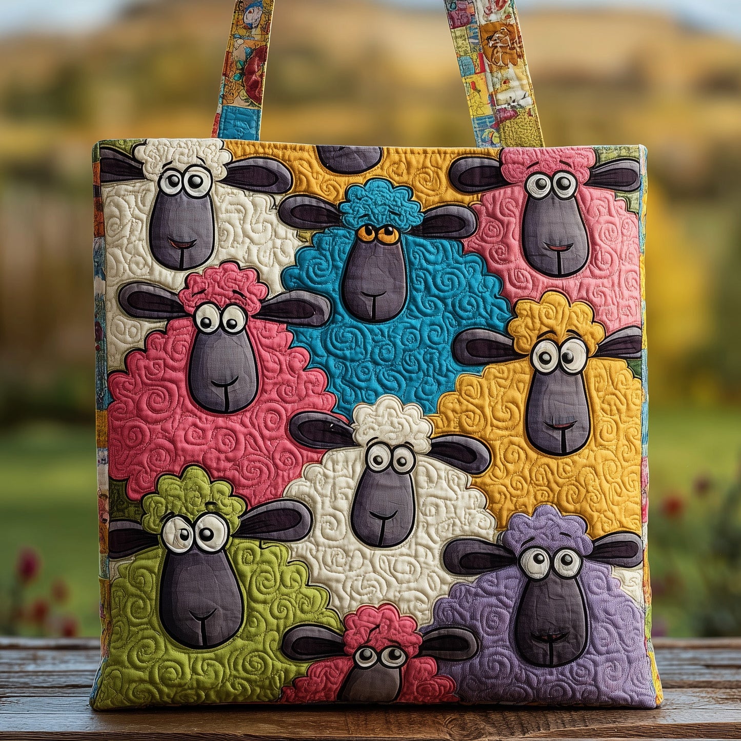 Whimsical Sheep Quilted Tote Bag GFTOMA2713