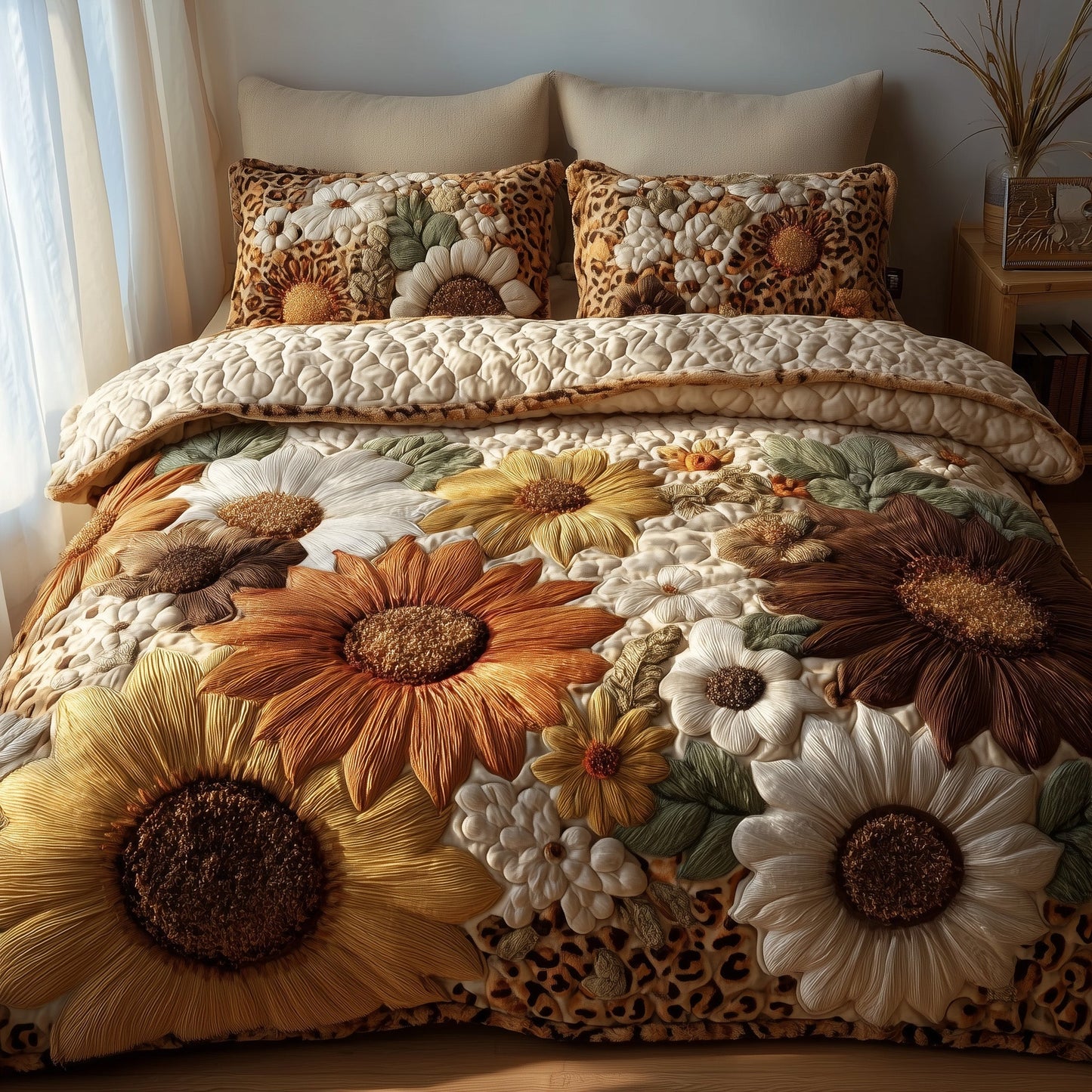 Safari Sunflower 3-Piece Quilted Bedding Set GFTOMA2834