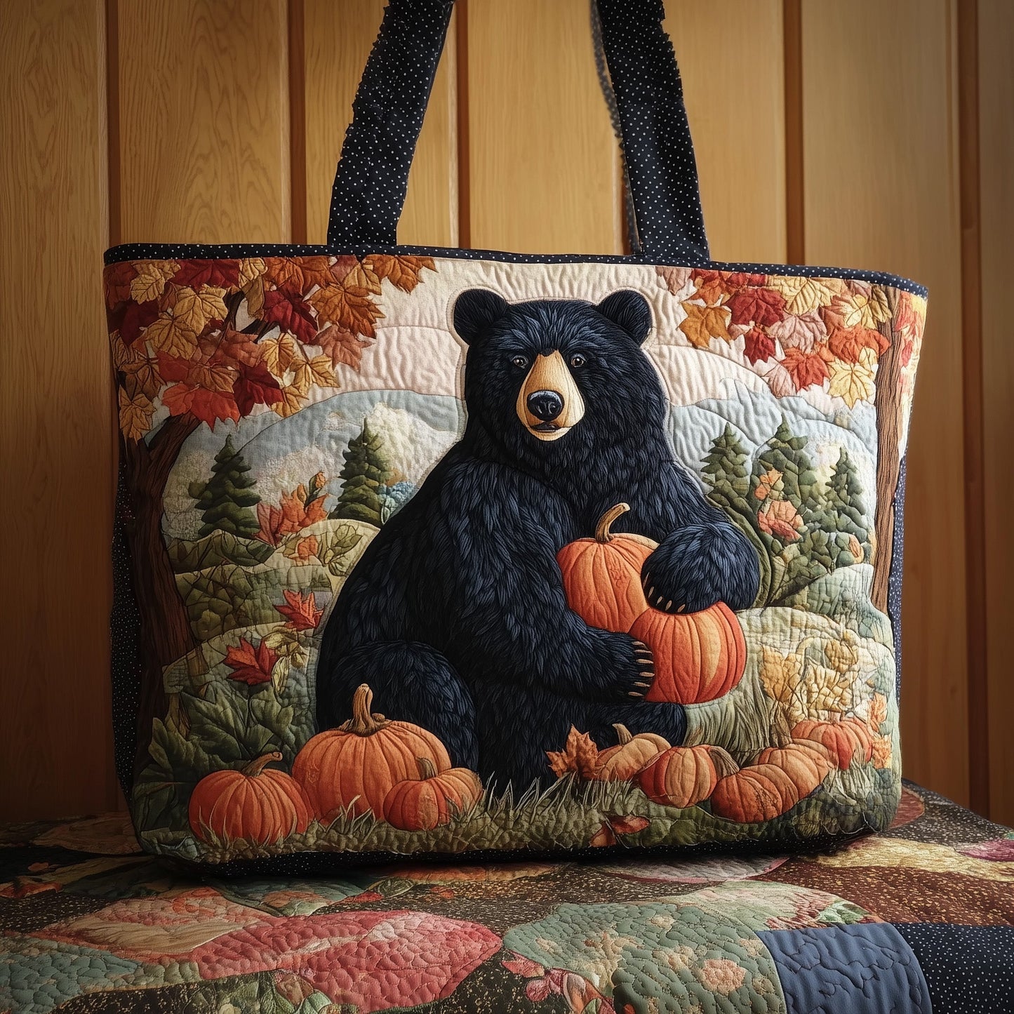 Bear Autumn Quilted Tote Bag GFTOMA2923