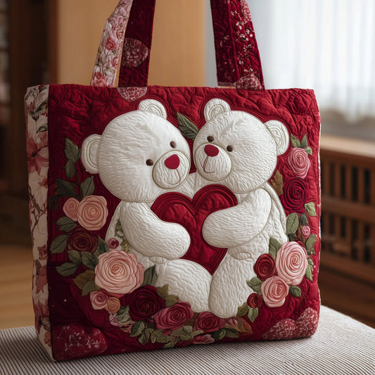 Vintage Rose Teddy Quilted Tote Bag GFTOMA2944