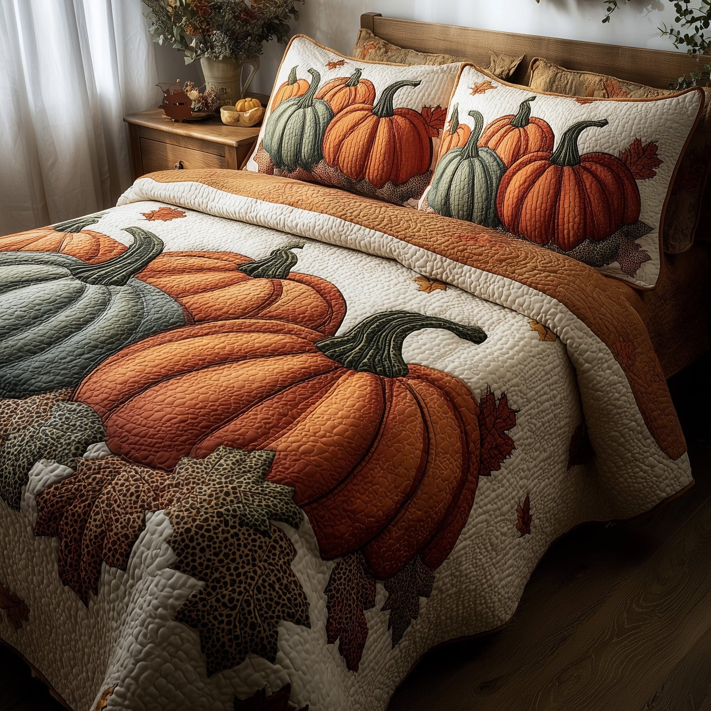 Pumpkin Delight 3-Piece Quilted Bedding Set GFTOMA3720