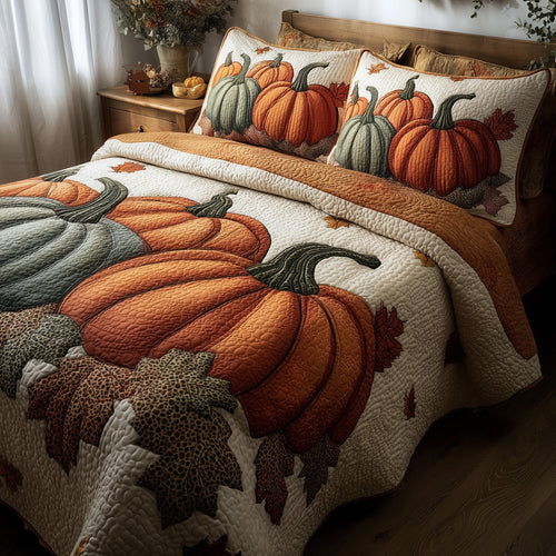 Pumpkin Delight 3-Piece Quilted Bedding Set GFTOMA3720