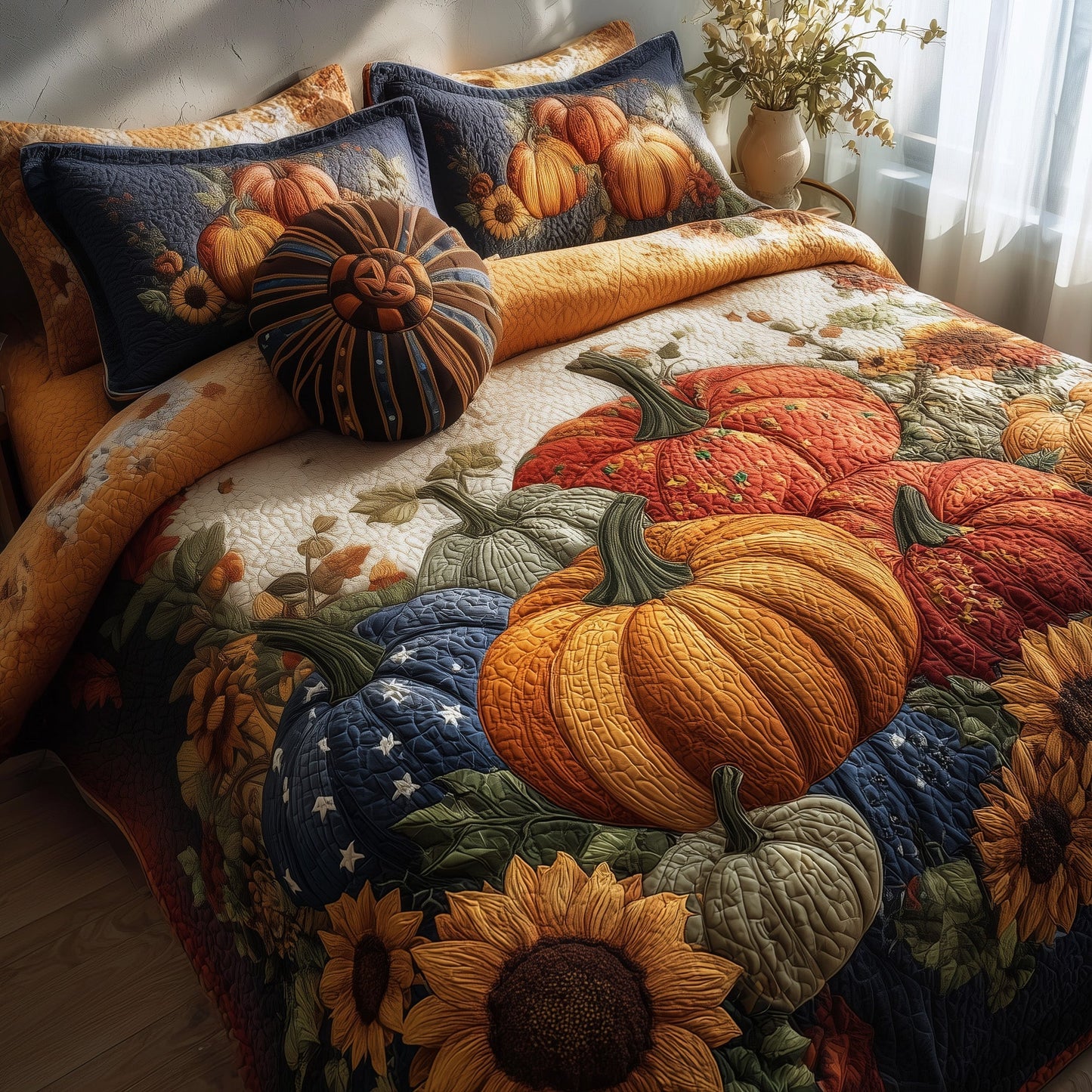 Pumpkin Delight 3-Piece Quilted Bedding Set GFTOMA3724