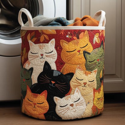 Sleeping Cat Quilted Laundry Basket GFTOMA3736