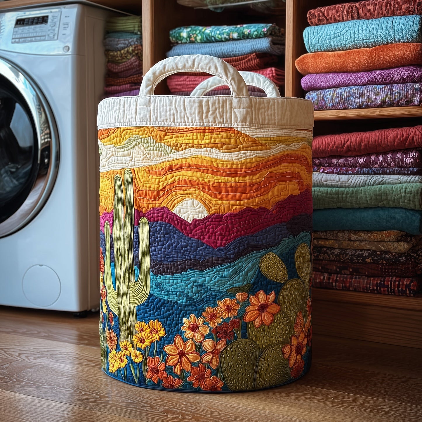 Cactus Sunset Quilted Laundry Basket GFTOMA3946