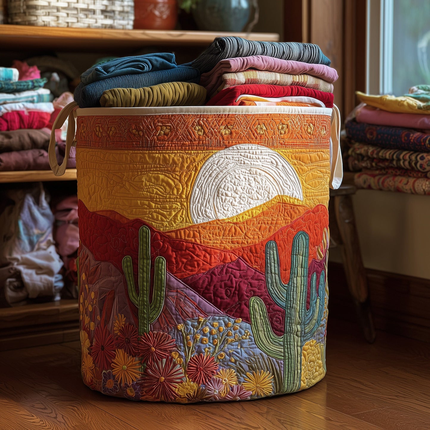 Cactus Sunset Quilted Laundry Basket GFTOMA3951