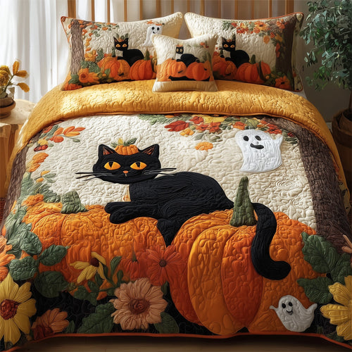 Spooky Black Cat 3-Piece Quilted Bedding Set GFTOMA3958