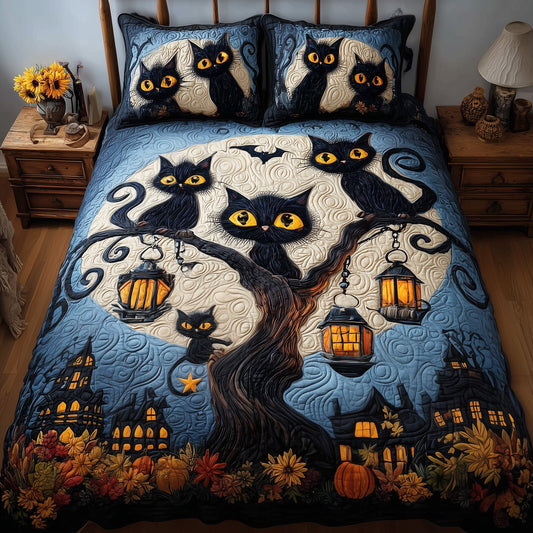 Midnight Cat 3-Piece Quilted Bedding Set GFTOMA4079