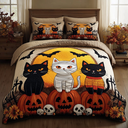 Midnight Cat 3-Piece Quilted Bedding Set GFTOMA4080