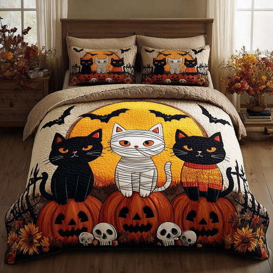 Midnight Cat 3-Piece Quilted Bedding Set GFTOMA4080