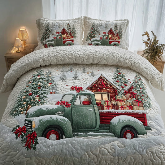 Christmas Truck 3-Piece Quilted Bedding Set GFTOMA4144