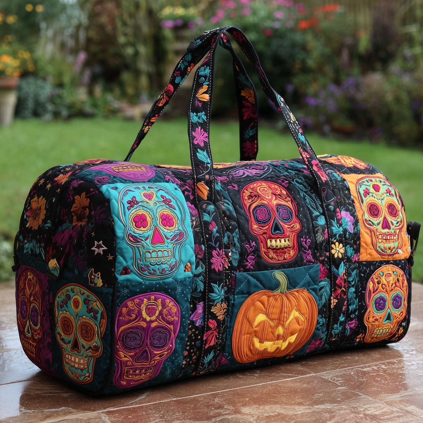 Sugar Skull Quilted Duffle Bag GFTOMA4313
