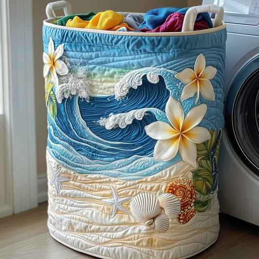 Plumeria Blossom Quilted Laundry Basket GFTOMA4614