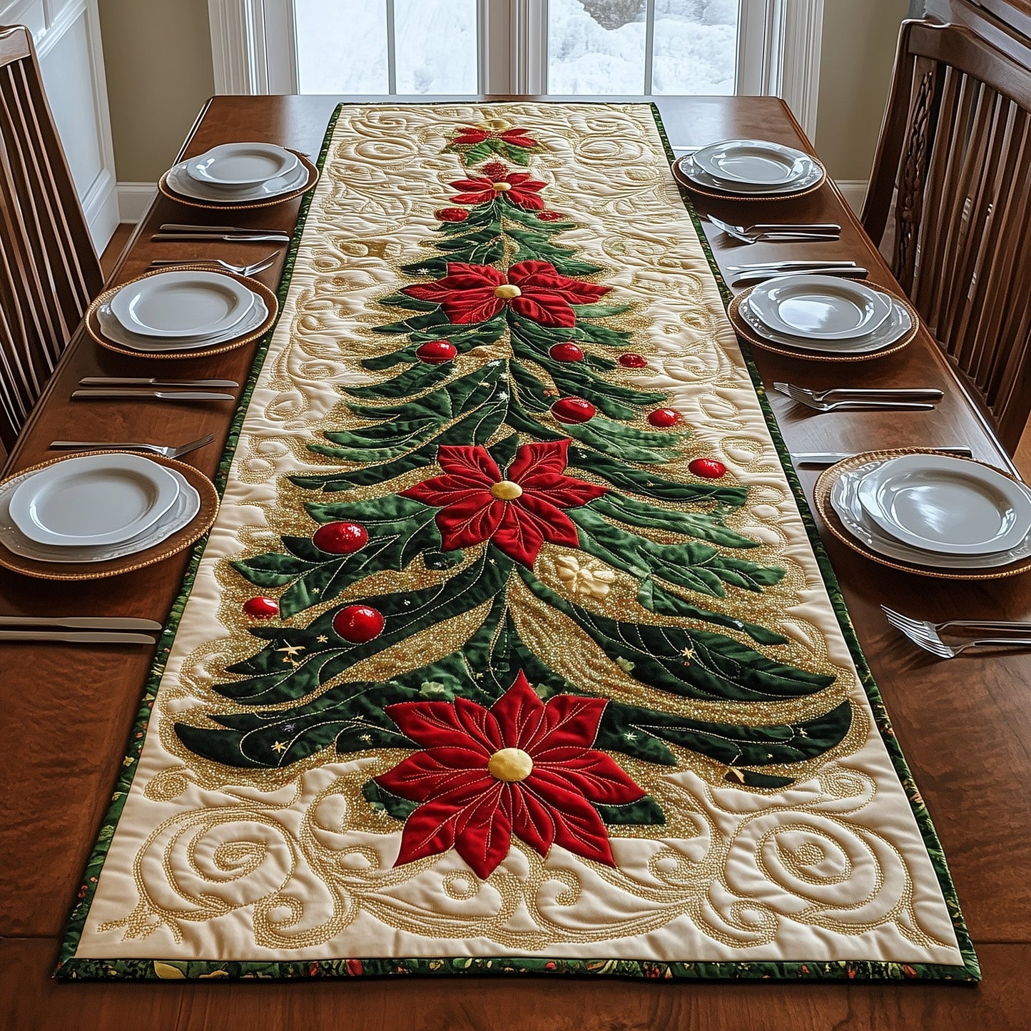 Xmas Tree Quilted Table Runner GFTOMA4755