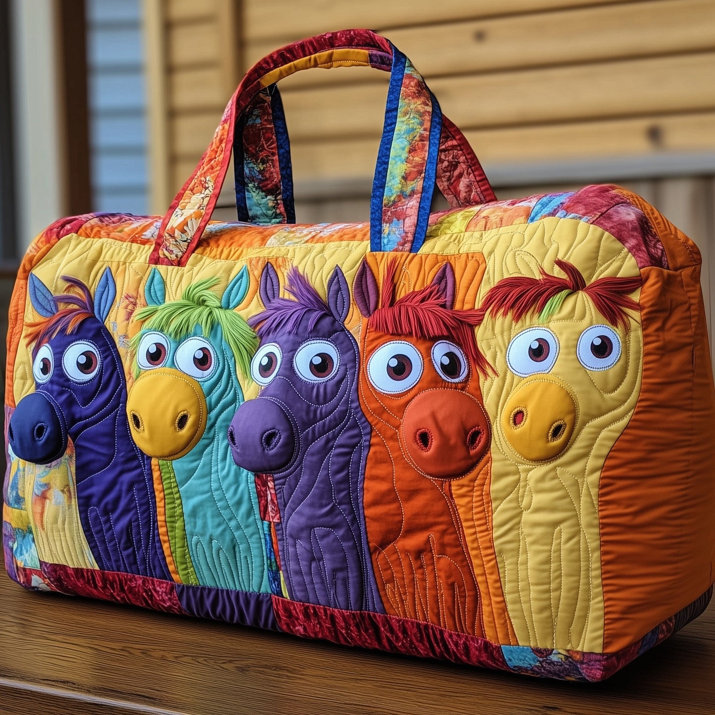 Cheerful Horses Quilted Duffle Bag GFTOMA4795