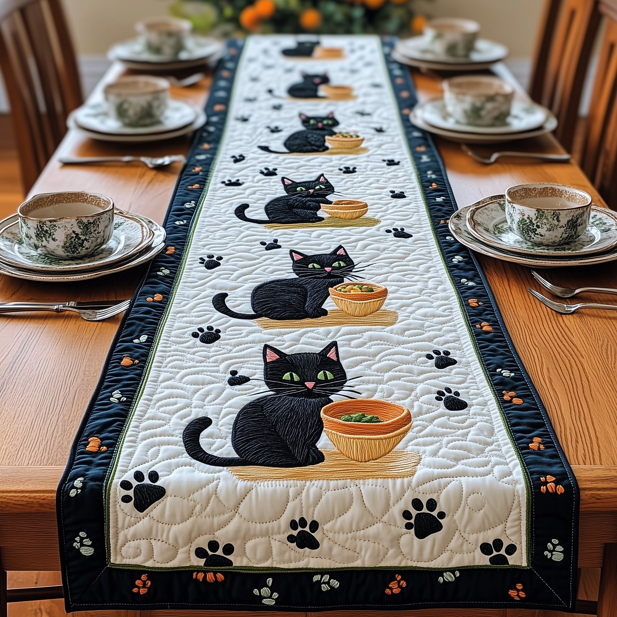 Black Cat Quilted Table Runner GFTOMA484 – Willow Quilt